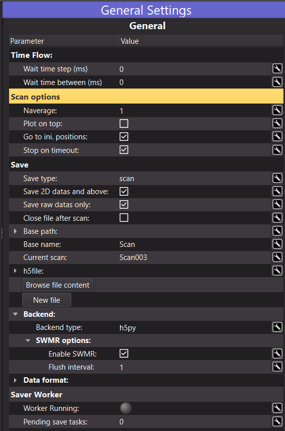 General settings
