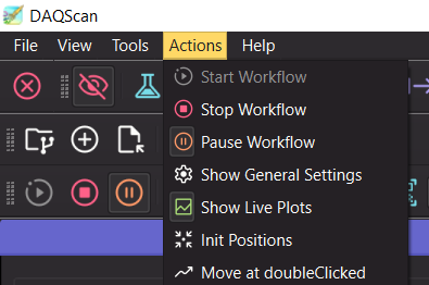 Actions menu
