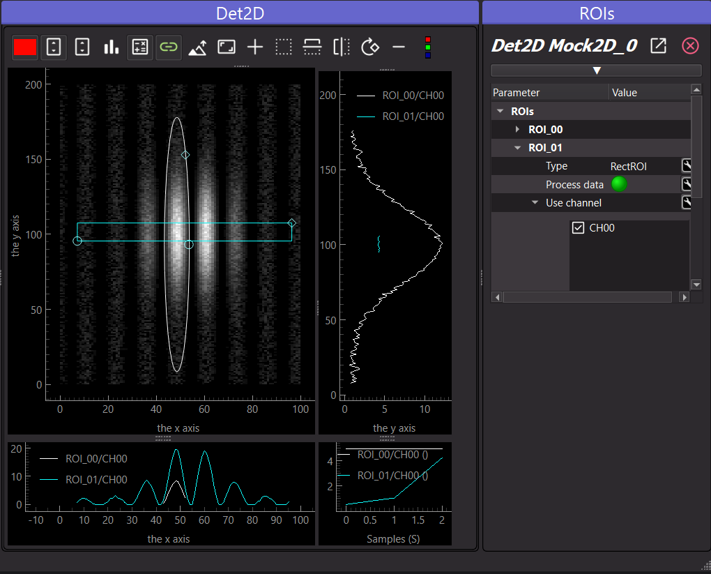 Viewer2D with an elliptical and a rectangular ROI